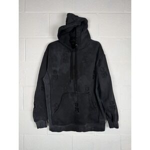Rebel 8 Black Wash Embroidered Hoodie Men's M Streetwear Goth Skater Y2K